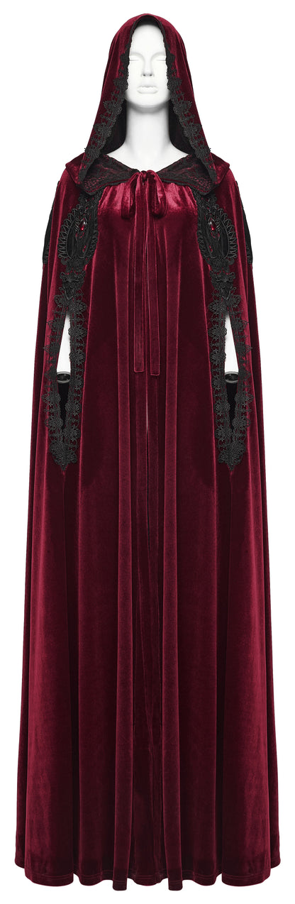 Punk Rave Seraphiel Gothic Velvet Cloak – Blood Red