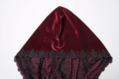 Punk Rave Seraphiel Gothic Velvet Cloak – Blood Red