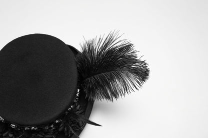 Goth Feather Formal Hat Gothic Retro Style Punk Rave