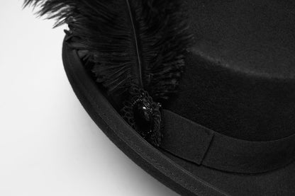 Goth Feather Formal Hat Gothic Retro Style Punk Rave
