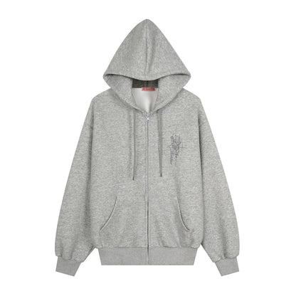 Graffiti print oversized hooded open front sweatshirt - view 1