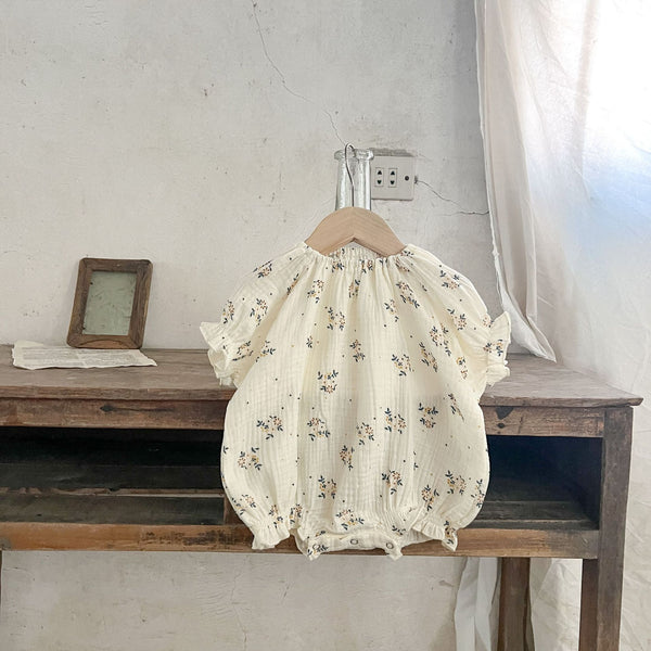 Girls' Cotton Floral Sling Romper & Short Sleeve Top Set