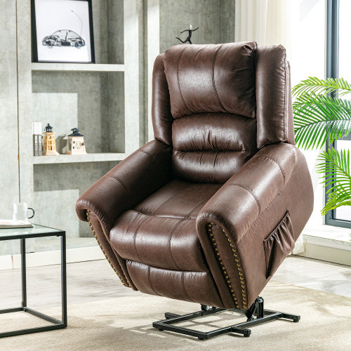 Large Power Lift Recliner Chairs With Massage And Heat For Elderly Big People, Massage Chair Heavy Duty Electric Faux Leather Reclining Chairs With USB Port And 2 Side Pockets