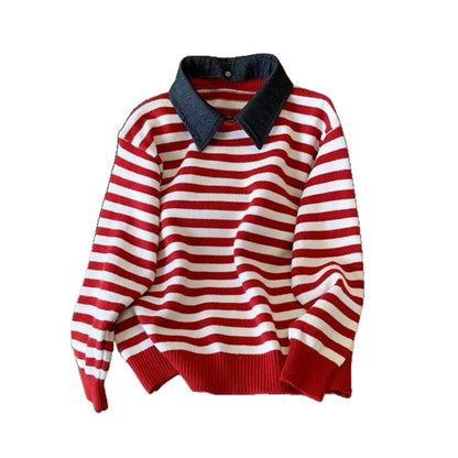 Striped collar sweater