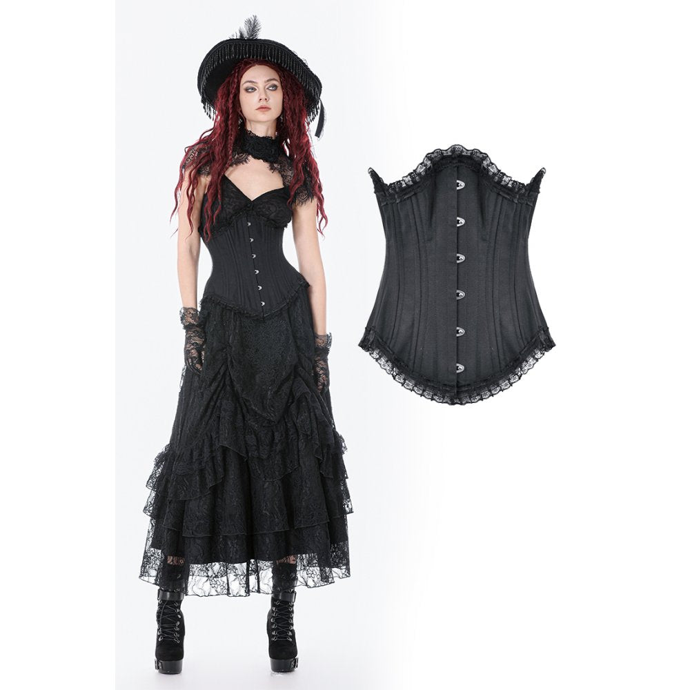 Corset long Talia Gothic Dark in Love avec baleines en métal