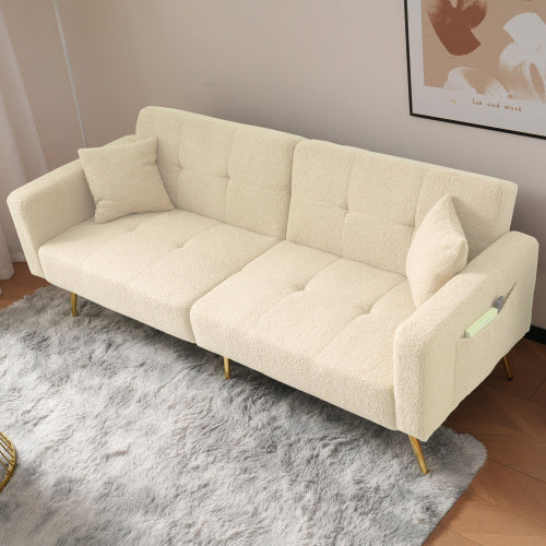 Sofa Bed with Adjustable Back and Side Pockets