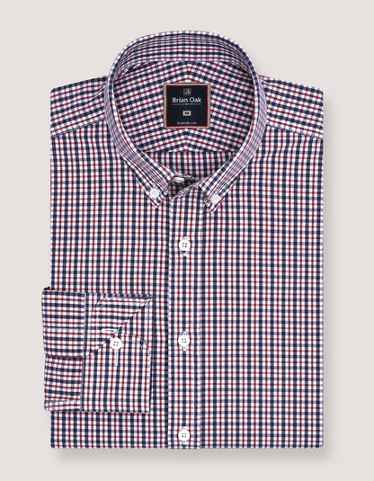 Easy Care Casual Check Shirt - Navy