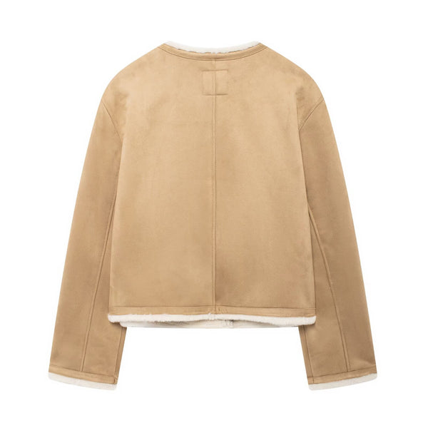 Double sided jacket with gold button decoration