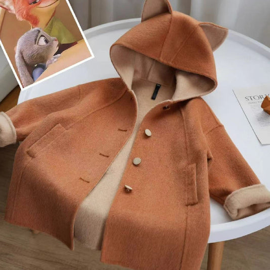 Children's Cartoon Cute Fox Woolen Coat