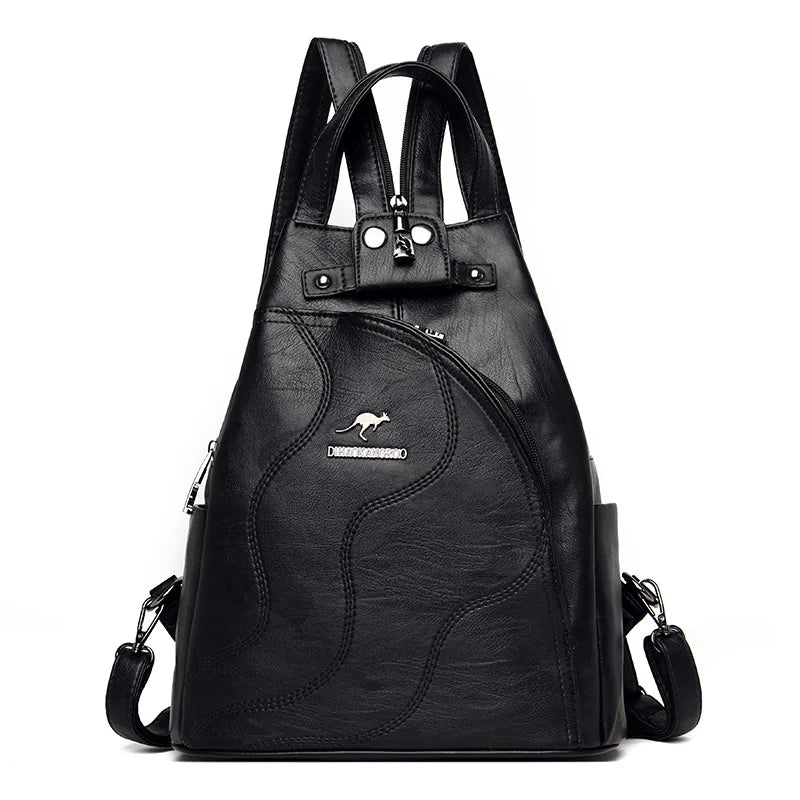 Sacs à dos en cuir pour femmes, sacs de poitrine zippés pour femmes, sac à dos de voyage, sacs à dos pour dames, mochilas, sacs d'école pour adolescentes, sac à dos