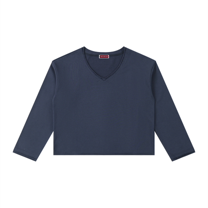 Women's Raw Hem Long Sleeve T-Shirt 310GSM