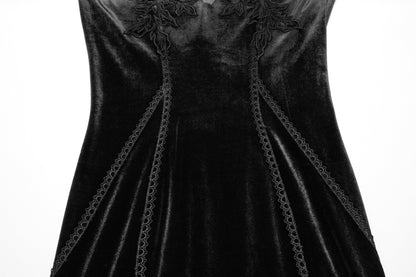 Robe noire en velours avec manches en dentelle Isolde de Punk Rave