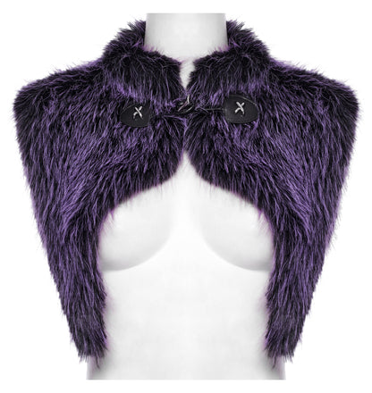 Punk Rave Lilith Gradient Devil Fur Shawl  In Violet