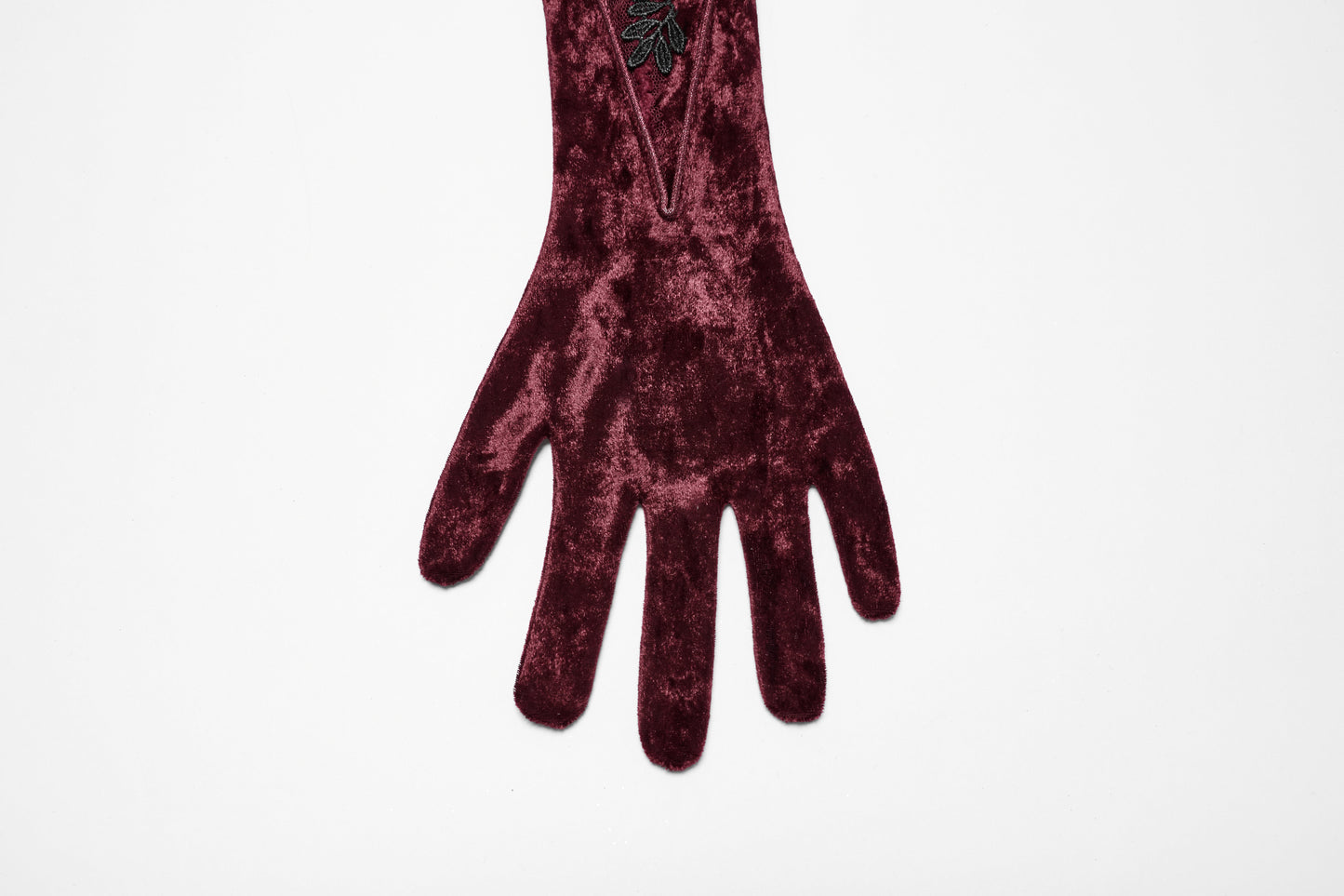 Gants en velours brodés Punk Rave Selene rouges