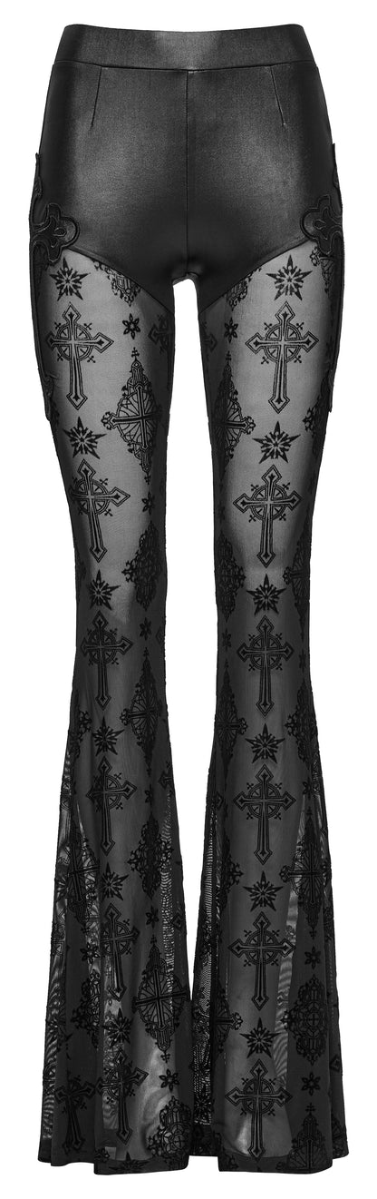 Pantalon évasé Punk Rave Seraphina Cross Flocking