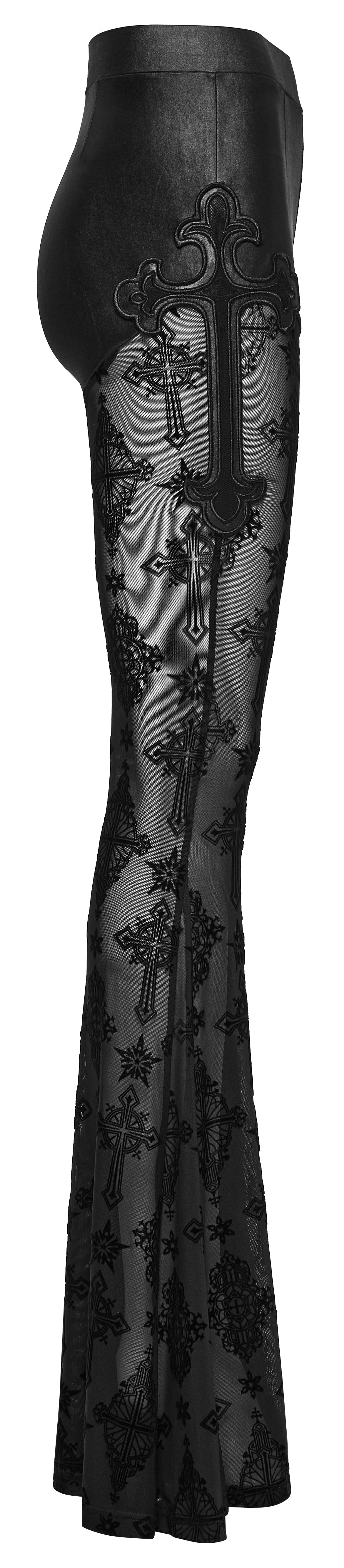 Pantalon évasé Punk Rave Seraphina Cross Flocking