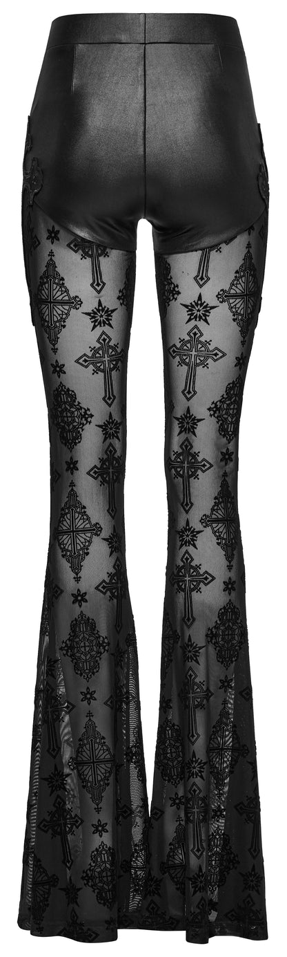 Pantalon évasé Punk Rave Seraphina Cross Flocking