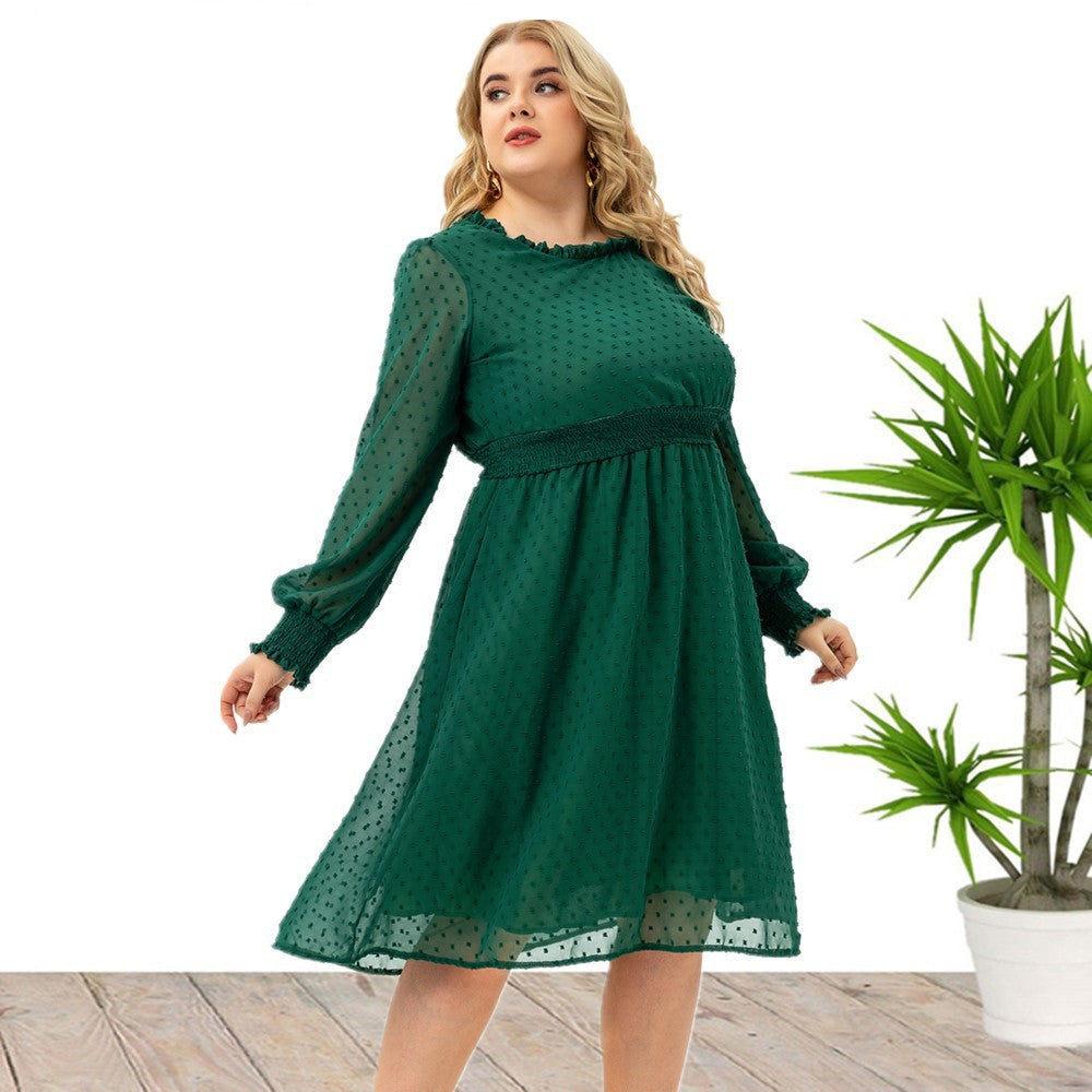 Women's Floral Cutout Chiffon Elegant Long Sleeve Fashion Dress