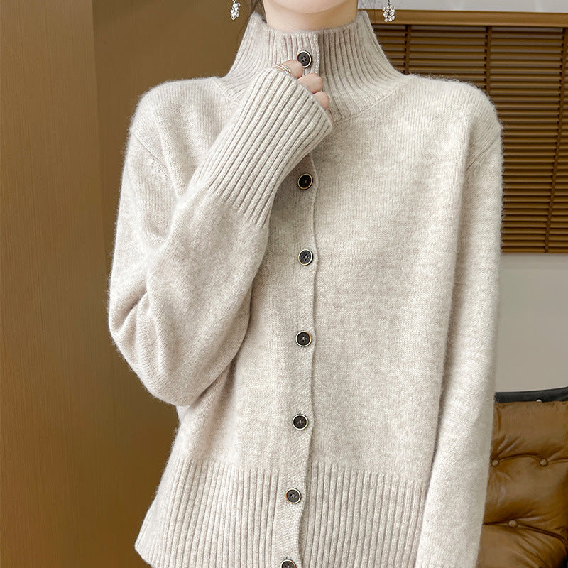 Women's Vintage Stand Collar Knit Cardigan Top