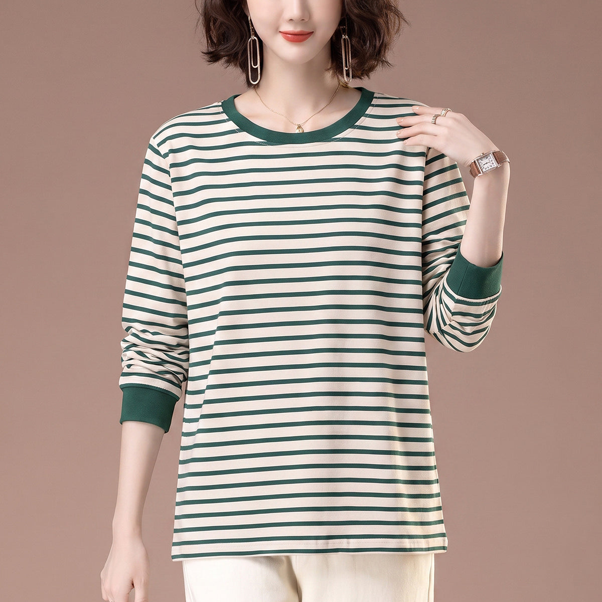 Striped long sleeved t-shirt for women