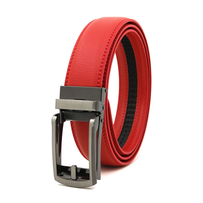 Men's automatic buckle two-layer cowhide leather belt ﻿