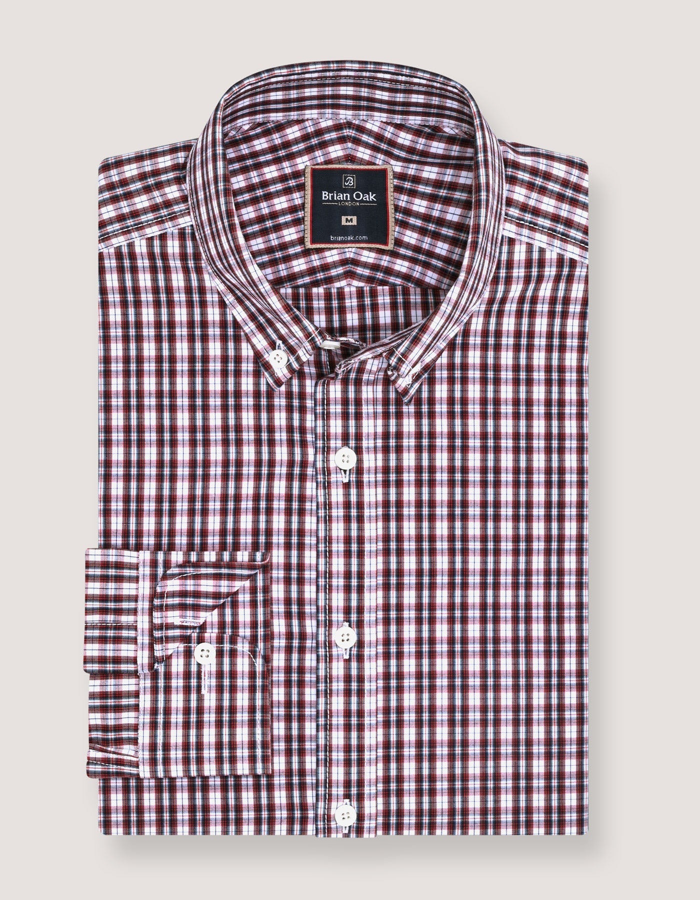 Chemise décontractée à carreaux coupe ajustée marron