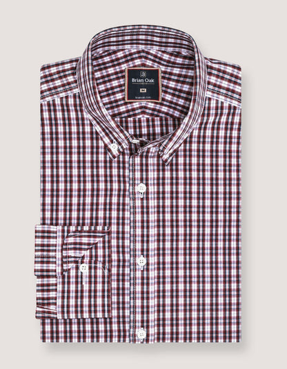 Chemise décontractée à carreaux coupe ajustée marron