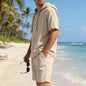 Men's Linen Hooded Casual Set - Loose & Breathable