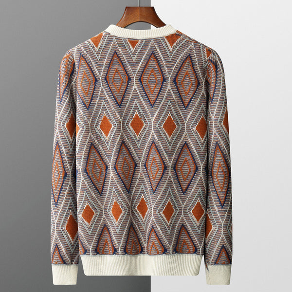 Pull basique losanges rétro pour homme