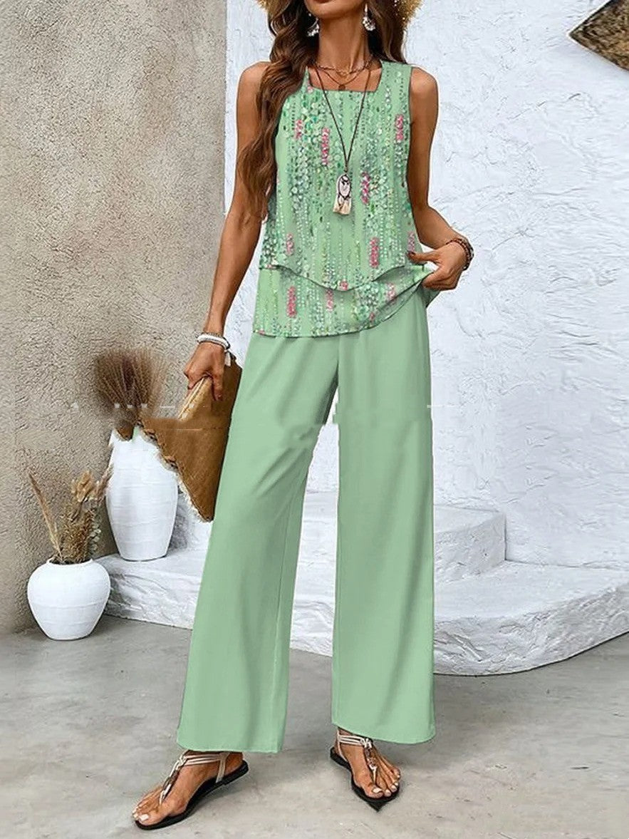 Womens Sleeveless Vest And Pants suits