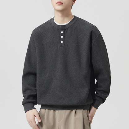 Henley Neck Men's Pullover Sweatshirt