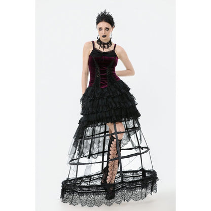 Dark in Love Serilda Velvet Lace Corset Top in Wine Red