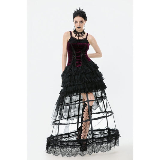 Dark in Love Serilda Velvet Lace Corset Top in Wine Red