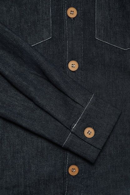 Turner Long Sleeve Shacket - Denim Stay Blue