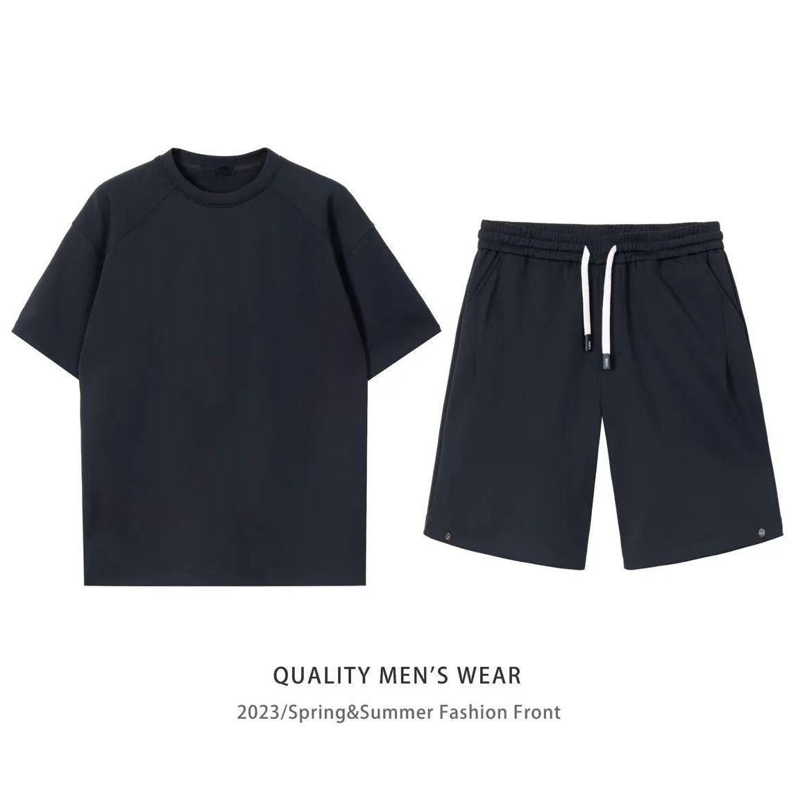 Simple Loose Couple Style Short-sleeved Shorts Two-piece Suit