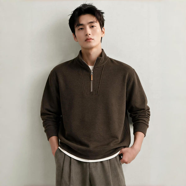 Half Zip Stand Collar Fleece Sweatshirt