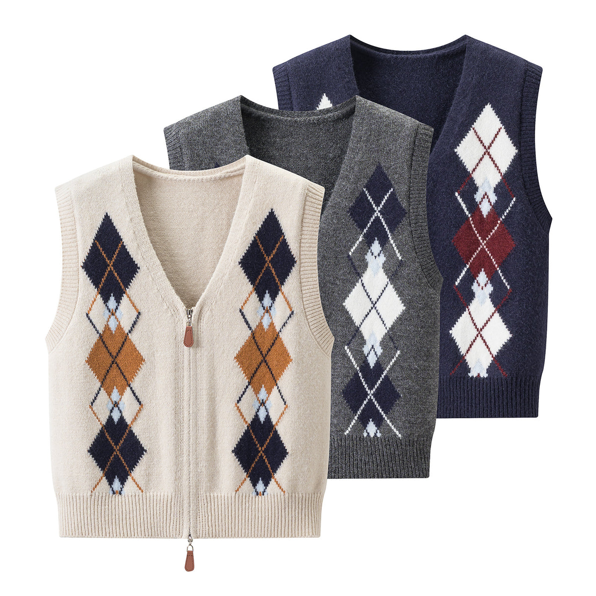 Women's Diamond-Knit V-Neck Vest