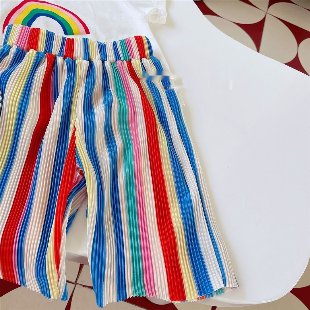 Girls Rainbow Short-sleeved Two-pieces