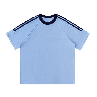 Contrast Tape Crewneck Cotton T-Shirt