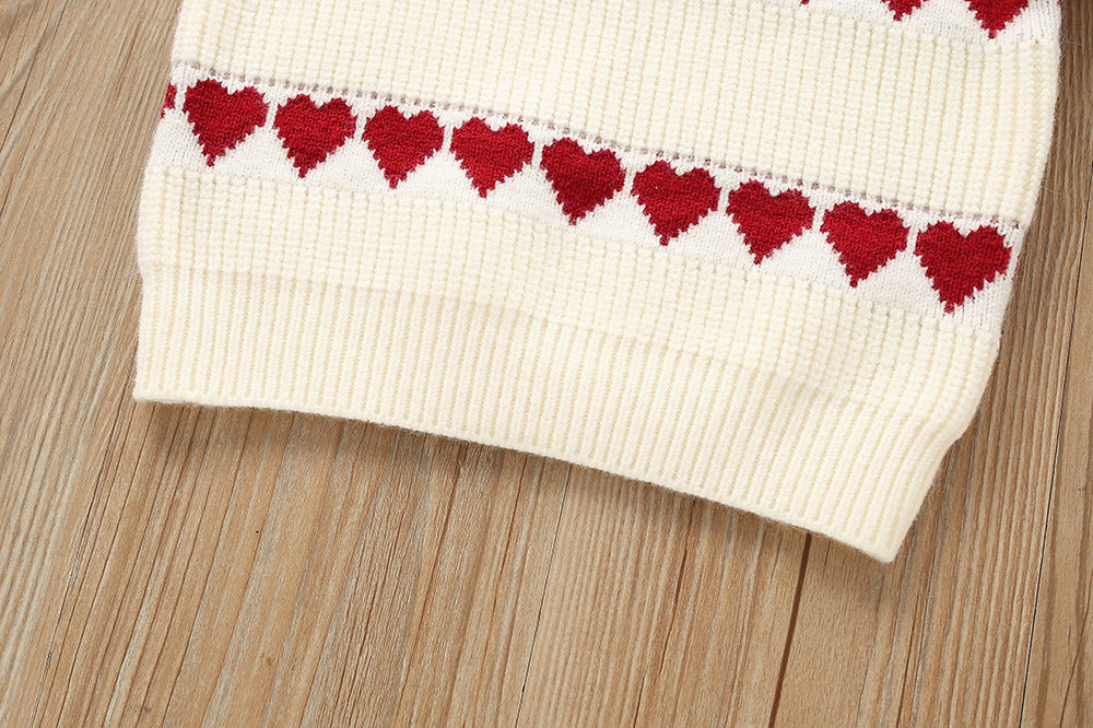 Girls Heart Knitted Suit