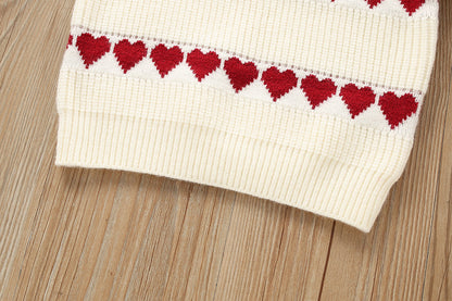 Girls Heart Knitted Suit