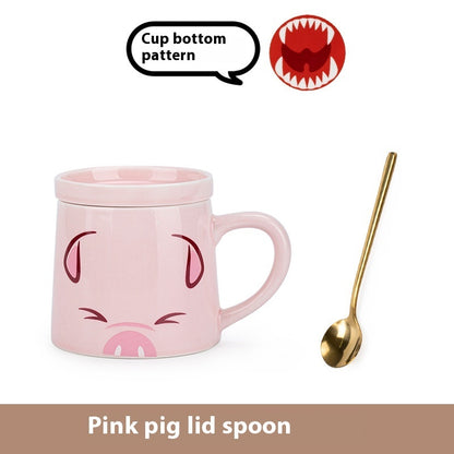 Porcelain Mug Water Glass With Cover Spoon
