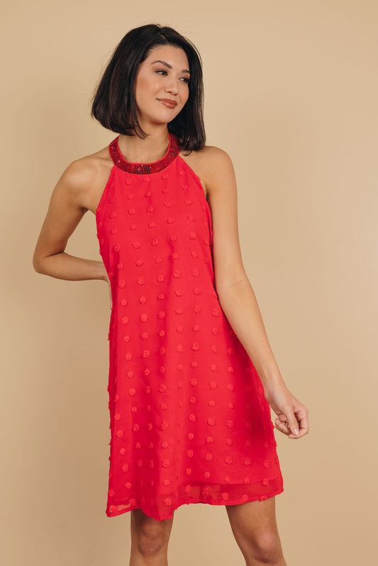 Robe courte sans manches Raquel à pompons