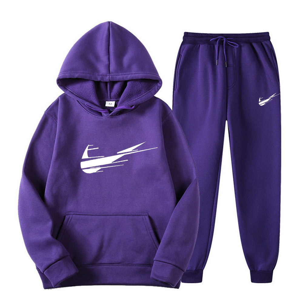 Hooded pullover printed sweatpants