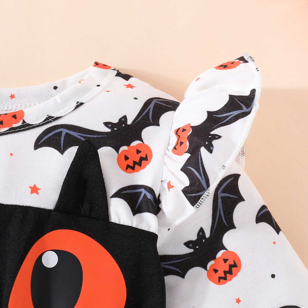 Halloween Girls' Bat Print Dress Long Sleeve Tulle Princess Dress Party Performance Outfit