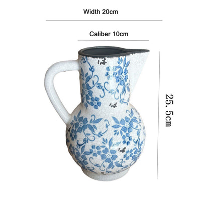 Nouveau vase en céramique de style chinois, bleu et blanc, ornement vintage craquelé pour salon