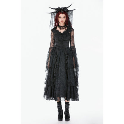 Dark In Love Gothic Deep-V Lace Bell Sleeve Cape
