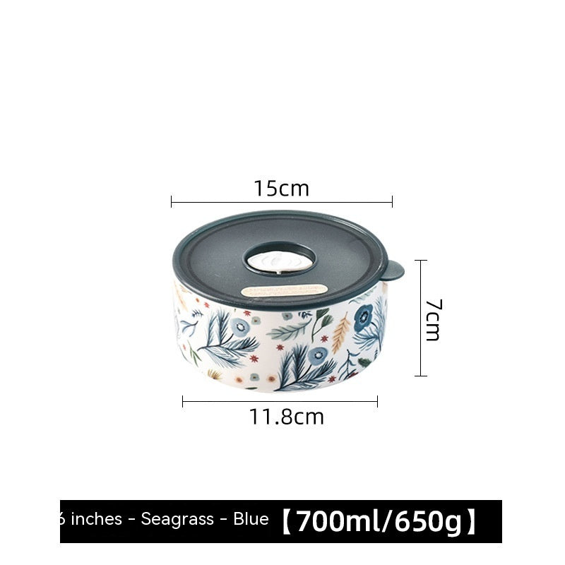 Portable box With Cover Ceramic Bowl