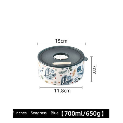 Portable box With Cover Ceramic Bowl