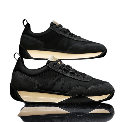Chaussures de randonnée décontractées élégantes pour hommes - Dessus en tissu respirant, Semelle en PVC durable, Fermeture à lacets, Tenue d'extérieur et décontractée toutes saisons - Noir